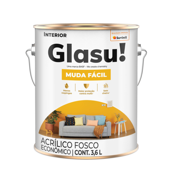 Tinta Acrílica Muda Facíl Gelo 3,6L Glasu!