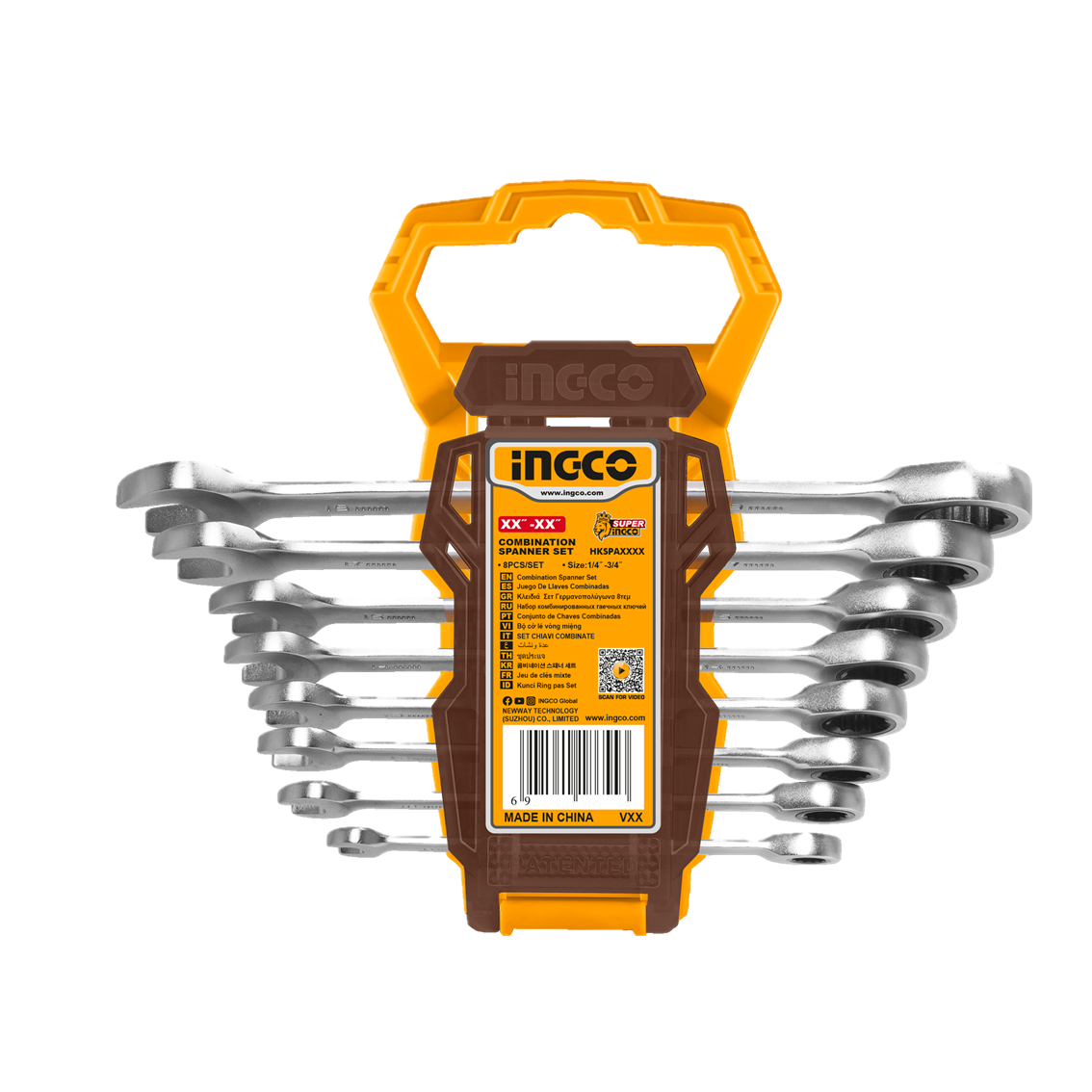 Jogo De Chaves Combinadas Com Catraca 8 A 19mm C/8 Pc Ingco HKSPAR1082