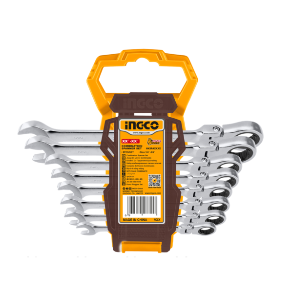 Jogo de Chaves Combinadas Com Catraca Flexivel 8 A 19mm C/8 Pc Ingco HKSPAR1083