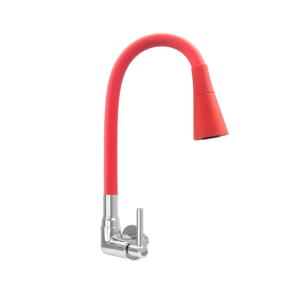 Torneira Cozinha  Flexível 1/4' de Volta Good Slim Cone Parede Vermelha