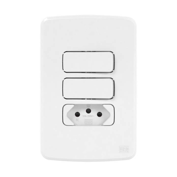 Interruptor Duplo Simples 10a+Tom 2p 10a 4x2 Compose Branco Weg