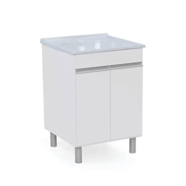 Kit Armário C/ Tanque 61cm Amelia Gelo Grt Aj. Rorato