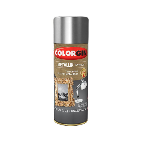 Tinta Spray Colorgin Metallik 350ml Cromado