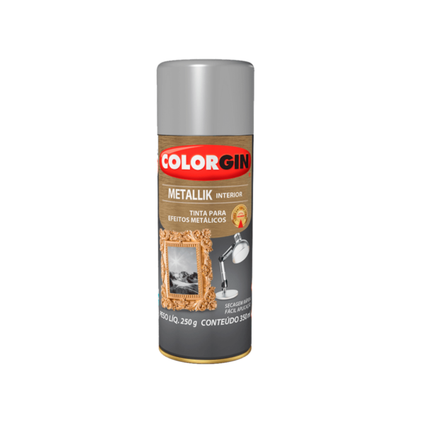 Tinta Spray Colorgin Metallik 350ml Prata