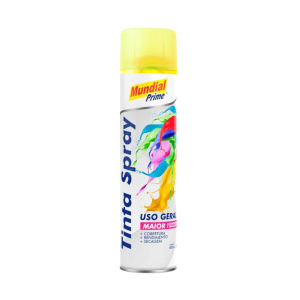 Tinta Spray Luminoso Amarelo 400ml Mundial Prime