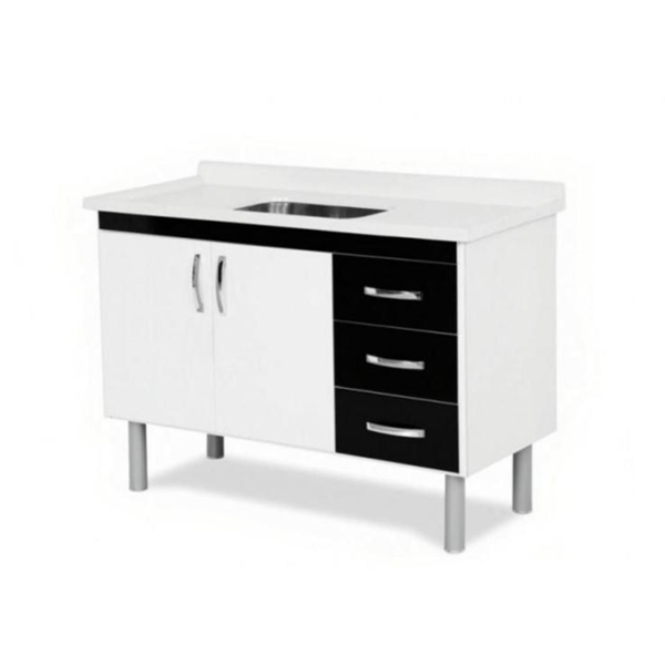 Balcão de Cozinha 116,2cm Munique Preto Aj. Rorato