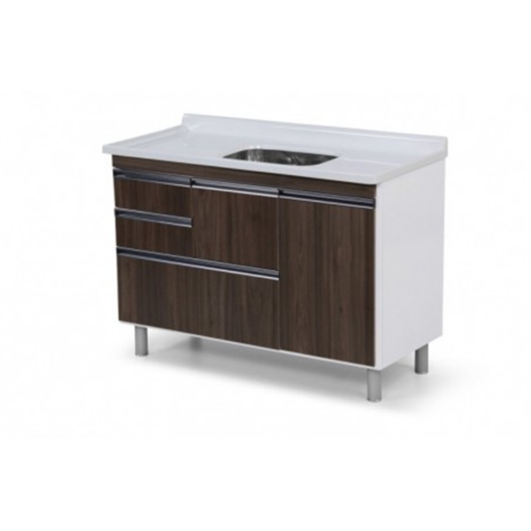 Balcão de Cozinha 118,6cm Coliseu Madeiro Castaine Aj. Rorato