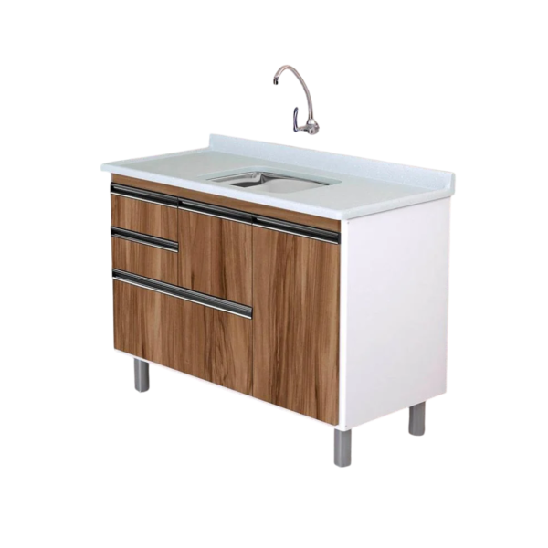 Balcão de Cozinha 118,6cm Coliseu Madeiro Nogal Aj. Rorato