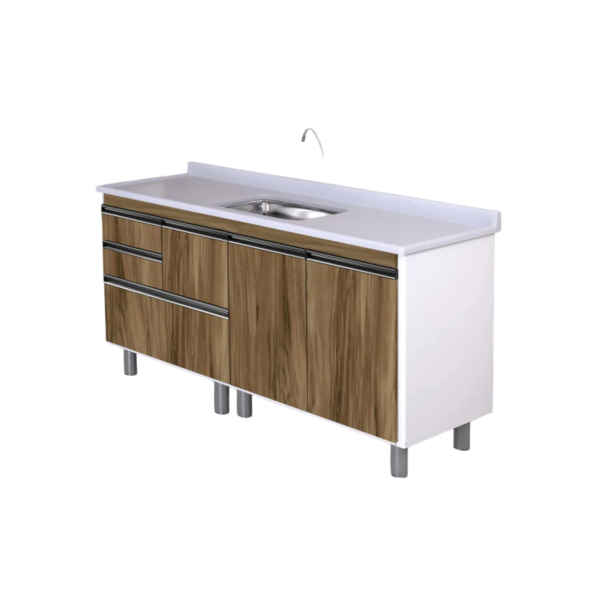 Balcão de Cozinha 158,6cm Coliseu Madeiro Nogal Aj. Rorato