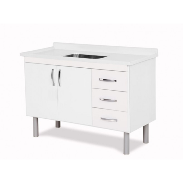 Balcão de Cozinha Toquio 116,2cm Branco Aj. Rorato