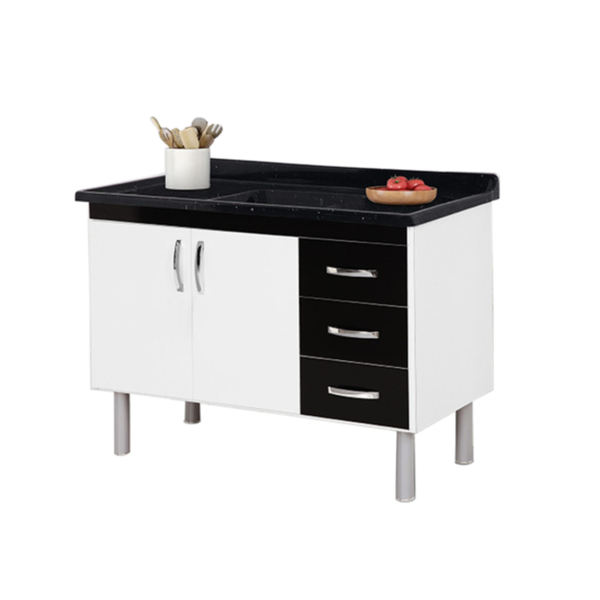 Balcão de Cozinha Toquio 116,2cm Preto Aj. Rorato