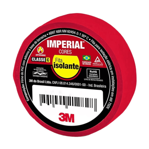 Fita Isolante Vermelho 18mmx10m 3m
