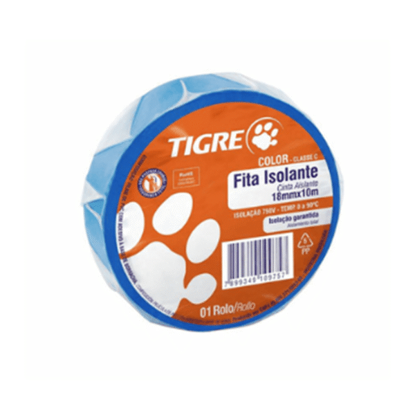 FITA ISOLANTE COLOR 10M AZUL TIGRE
