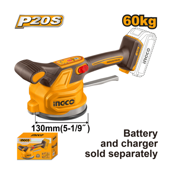 "	MAQUINA ASSENTAR PISO C/VENTOSA À BATERIA ÍON-LÍTIO 20V INGCO (NAO ACOMPANHA BATERIA) CTVLI2001"