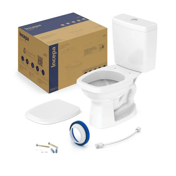 Kit Bacia com Caixa Acoplada 3/6L + Assento + Acessórios para Instalação Art Branco Incepa