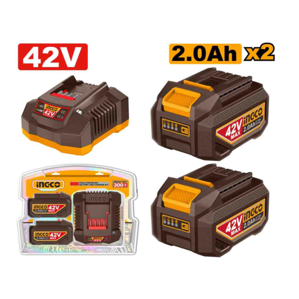 KIT CARREGADOR + 2 BAT 2.0Ah 42v BIVOLT INGCO FBCPM20221