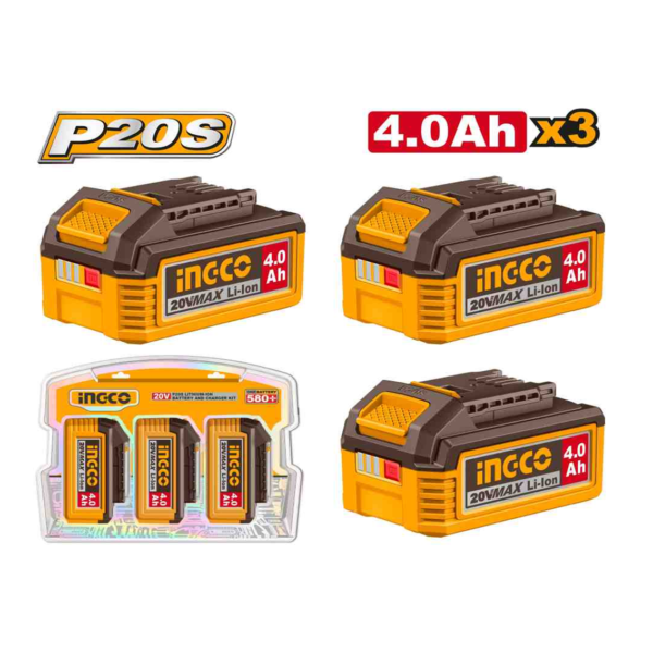 KIT BATERIA 4.Ah 20v C/3PC INGCO COSLI251296