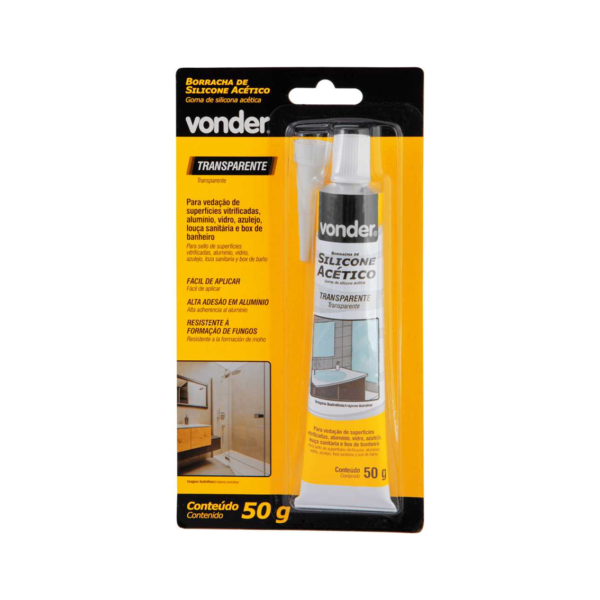 ADESIVO SILICONE 50G ACETICO TRANSPARENTE BLISTER VONDER