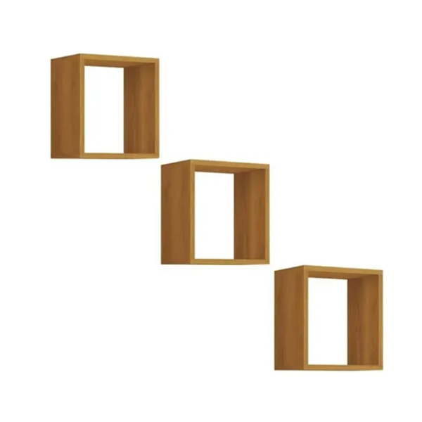 NICHOS MDF 3 UN 10 CM AMADEIRADO CORES MONTE FACIL