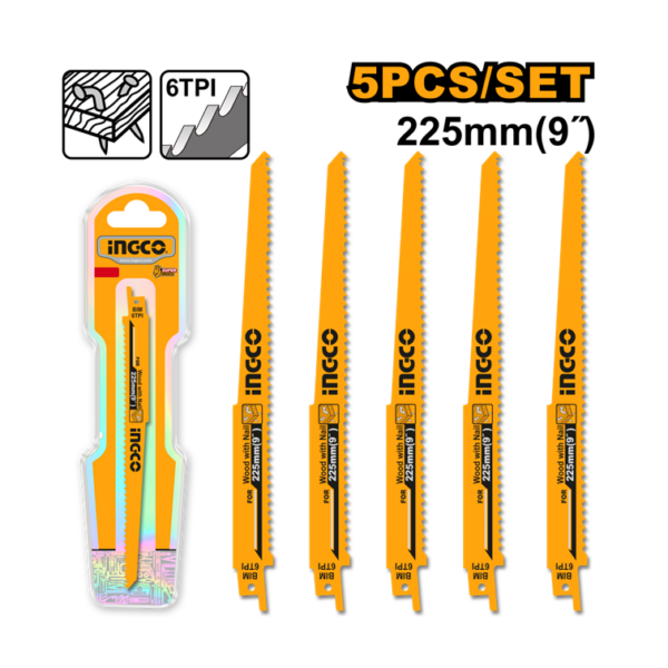 JOGO DE LÂMINAS PARA SERRA SABRE PARA MADEIRA 225MM COM 4PC INGCO RSB1111DF