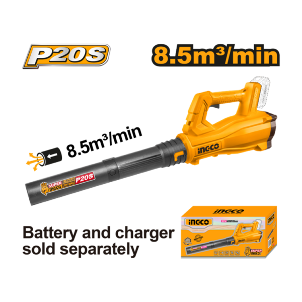 SOPRADOR 8.5M³ BRUSHLESS À BATERIA 20V INGCO (NAO ACOMPANHA BATERIA) CABLI20323
