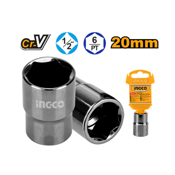 SOQUETE SEXTAVADO 1/2" 20MM INGCO HHAST12201