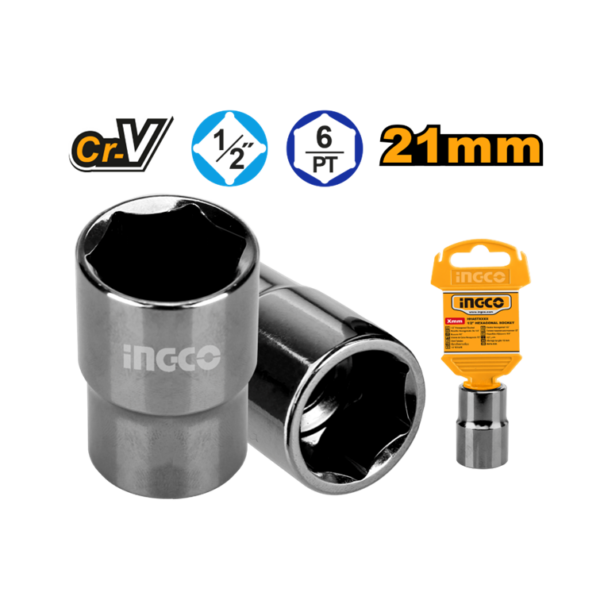 SOQUETE SEXTAVADO 1/2" 21MM INGCO HHAST12211